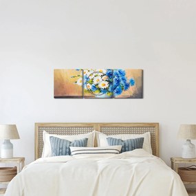 Festett kép egy váza virágról (órával) (90x30 cm)