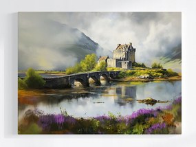 Poszter Tájkép Skócia Highlands Hegyek Kastély Híd 80x60