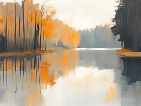 Vászonkép Canvas Tájkép Szabadtéri Tájkép Fák Ősz Víz 80x60