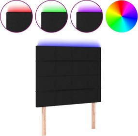 vidaXL fekete szövet LED-es fejtámla 80x5x118/128 cm