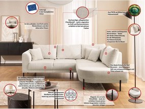 Bézs zsenília sarokkanapé (jobb oldali-L alakú) Mauris – Ropez