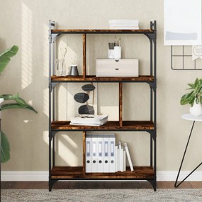4 szintes füstös tölgy színű fa könyvespolc 76 x 32 x 123 cm
