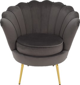 Art-deco stílusú fotel, szürkésbarna Velvet szövet/gold arany króm, NOBLEO