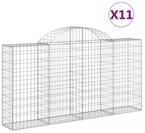 11 db íves horganyzott vas gabion kosár 200x30x100/120 cm