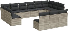 vidaXL 13 részes világosszürke polyrattan kerti ülőgarnitúra párnákkal