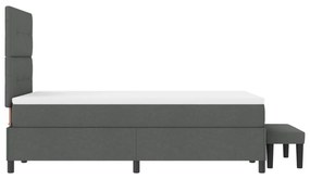 box spring ágy matraccal és pad sötétszürke 120x190 cm szövet