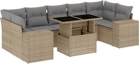 vidaXL 8 részes bézs polyrattan kerti ülőgarnitúra párnával