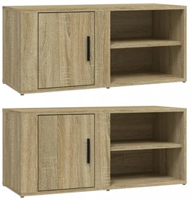 2 db sonoma tölgy színű szerelt fa TV-szekrény 80x31,5x36 cm