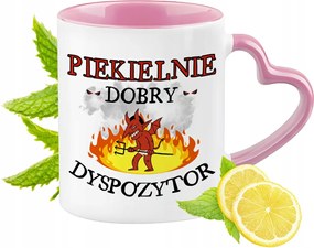 Diszpécser bögre Rózsaszín, szív alakú füllel Kávé ajándék