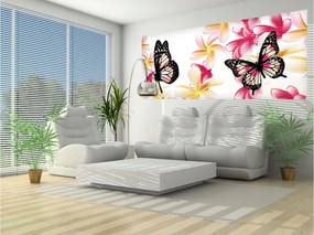 Flizelin fotótapéta Virágok és pillangók elegáns háttér 250x104 +ragasztó