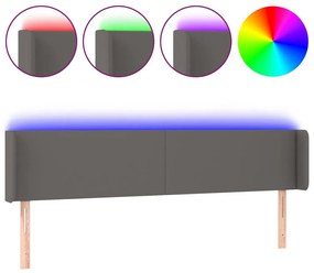 szürke műbőr LED-es fejtámla 163x16x78/88 cm