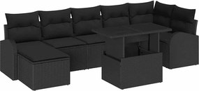 vidaXL Kerti Kanapé Szett párnával 8 pcs Fekete