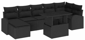 vidaXL Kerti Kanapé Szett párnával 8 pcs Fekete