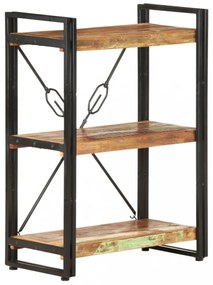 3 szintes tömör újrahasznosított fa könyvespolc 60 x 30 x 80 cm