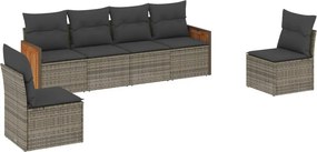 vidaXL 6 részes szürke polyrattan kerti ülőgarnitúra párnákkal