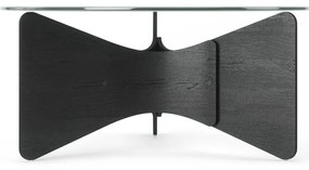 Fekete kerek dohányzóasztal üveg asztallappal 87x87 cm Madera – Umbra