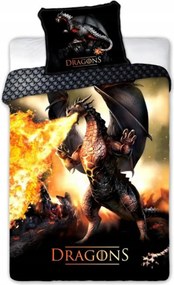Ifjúsági Ágyneműhuzat Sárkány Fantasy 140x200 70x90 Pamut Tűz motívum
