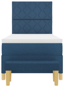 Boxspring Ágy Matraccal és Padkázott Kék 90x190 cm Szövet