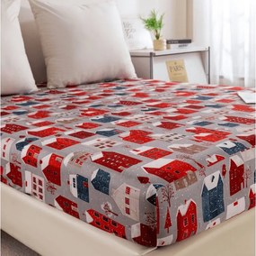 Mikroszálas lepedő WINTER COTTAGE szürke 90x200 cm