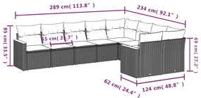 9 részes bézs polyrattan kerti ülőgarnitúra párnákkal