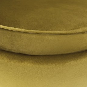 Fotel Art-deco stílusban, mustár színű Velvet anyag/gold chróm-arany, NOBLIN