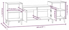 füstös tölgy színű szerelt fa TV-szekrény 160x35x55 cm