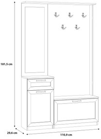 Előszobafal tükörrel KAVI, artisan tölgy