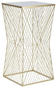 Fém kocka lerakó asztal geometrikus mintával és tükörlapos üveglappal