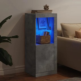 betonszürke tálalószekrény LED-világítással 41 x 37 x 100 cm