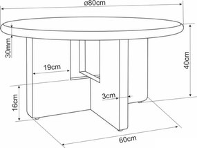Kerek konferenciaasztal AZONE, ekrü/tölgy