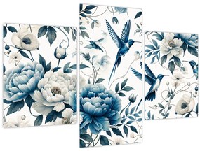 Kép - Kolibrikok virágokkal (90x60 cm)