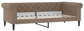 cappuccino színű kihúzható műbőr heverő matraccal 90 x 200 cm