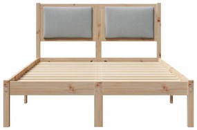 vidaXL Ágykeret fejtámlával Világosszürke 120 x 200 cm Tömör fenyőfa
