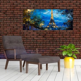 Kép - Olajfestmény az Eiffel-toronyról (120x50 cm)