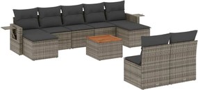 vidaXL 10 részes szürke polyrattan kerti ülőgarnitúra párnákkal