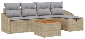 vidaXL Kerti Kanapé Szett párnával tárolóval 6 pcs Bézs Poli rattan