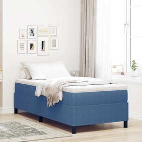 Box Spring Ágy Matraccal Kék Kordbársony Szövet 90 x 190 cm