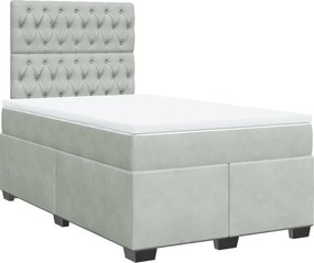 vidaXL világosszürke bársony rugós ágy matraccal 120 x 190 cm