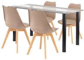 Zelma 4+1 étkező garnitúra fekete-bézs