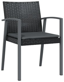 4 db fekete polyrattan kerti szék párnával 56,5x57x83 cm