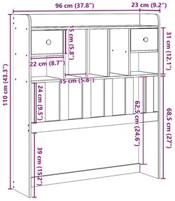 fehér tömör fenyőfa fejtámla tárolóval 90 cm