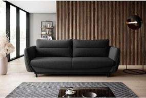 Fekete zsenília kinyitható-tárolóhelyes kanapé 236 cm Silva – ELTAP