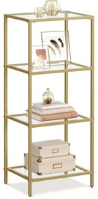 Fürdőszobai tárolópolc 95x40x30 cm, edzett üveg tároló állvány, arany