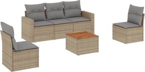vidaXL 6 részes bézs polyrattan kerti ülőgarnitúra párnával