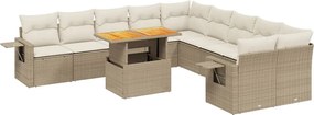 vidaXL 11 részes bézs polyrattan kerti ülőgarnitúra párnákkal