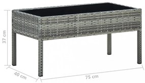 szürke polyrattan kerti asztal 75 x 40 x 37 cm