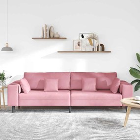 Bársony Kanapé párnával Rózsaszín 209 cm Bársony