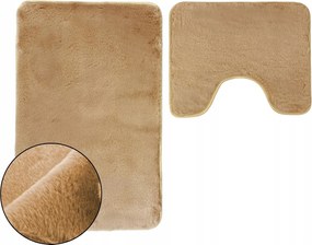 Fürdőszobaszőnyeg Csúszásgátló Lombok Puha Bolyhos Bézs 2 részes