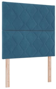 Boxspring Ágy Matrac &amp; LED Sötétkék 90x190 cm Bársonyos