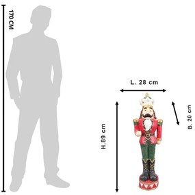 Vintage nagy diótörő figura Piros Zöld 89 cm